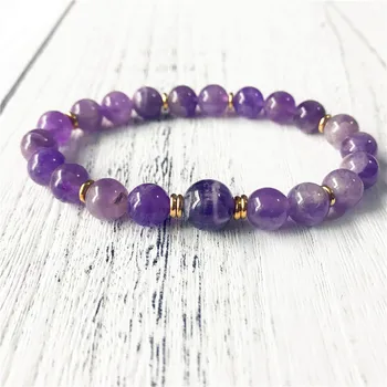 

2019 New Style Purple Quartz Mala Bracelet Purple Yoga Mala Bracelet Energy Wrist Jewelry Best Gift For Women Drop Shipping