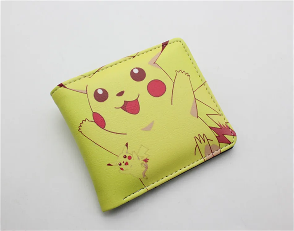 Короткий кошелек из искусственной кожи Pokemon Pikachu, двойной держатель для карт с фото, кошелек из кожи для мальчиков и девочек, мужские кошельки на кнопке с 3D-принтом - Цвет: M