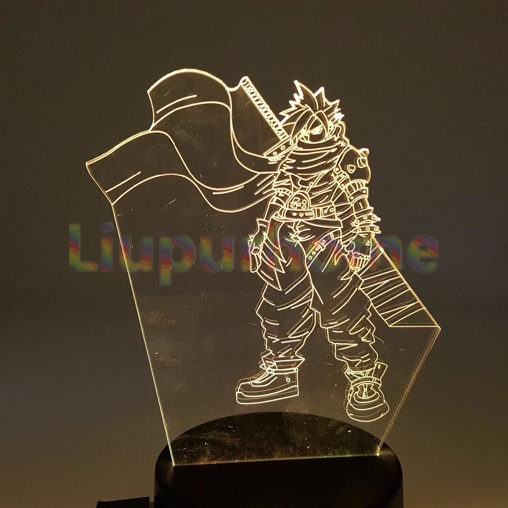 Final Fantasy Cloud Strife 3D визуальную иллюзию светодиодный USB светодиодный Ночные огни Final Fantasy лампы на Рождество Спальня украсить