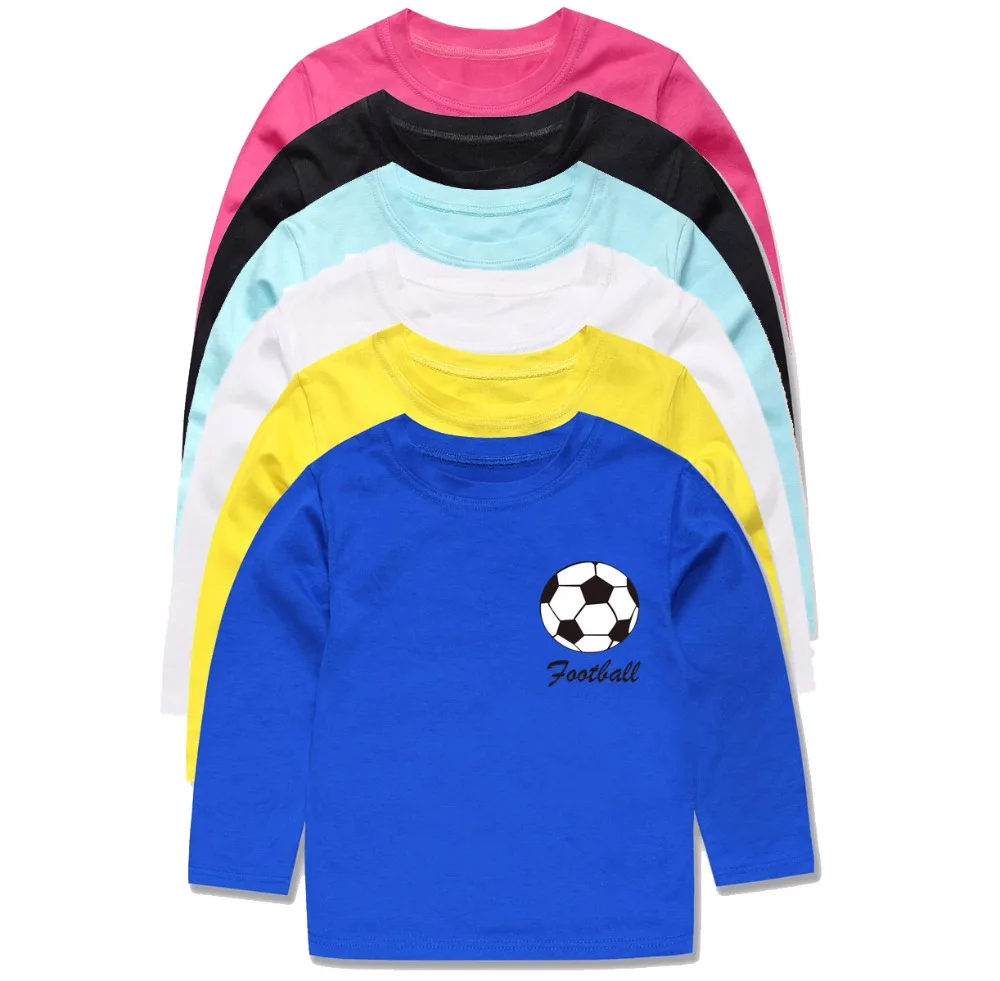 Новая брендовая весенне-осенняя одежда для детей, детские футболки с длинными рукавами Топы с длинными рукавами для малышей, Футбольная Одежда для девочек, футболка, топы