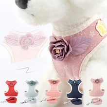 Cute Cat Harness and Leash Set Cotton Mesh Pet Puppy Harness Lead Dog Collar Clothes Vest For Small Cat Dogs Kitten Pet Supplies