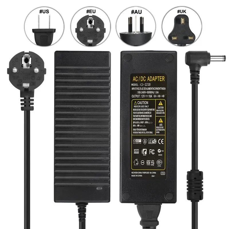 

10pcs DC 12V 10A lC Power Adapter Supply For CCTV 5050 Magic WS2811 LED Strip AC 220V To 12V Transformer For RGB Controller