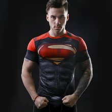 2017 marvel batman compression shirt fitness tights crossfit quick dry short sleeve t shirt Summer