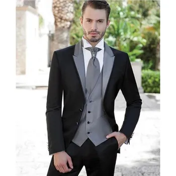 

Custom quality new men's fashion suit three-piece suit (jacket + pants + vest) men's business dress wedding groom dress