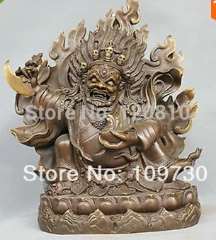 

001138 12'' China Tibet Bronze Vajrapani Mahakala Buddha Statue