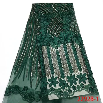 

Hot Sale Nigerian Laces Fabric 2018 African 3D Flowers Laces Fabrics High Quality Nigerian Beaeed Material dress AMY2292B-1