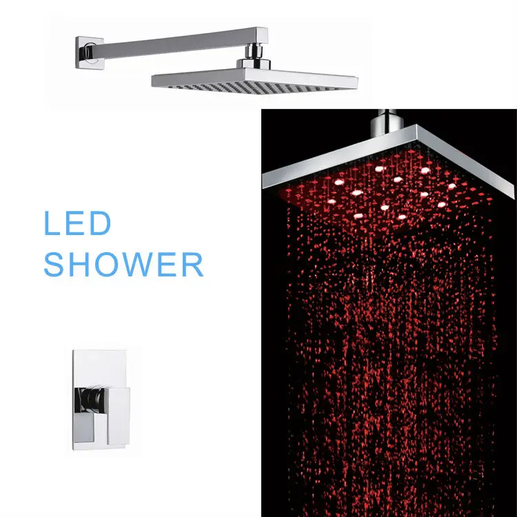 Superfaucet Shower With LED,Rain Shower Faucet,Bath Wall Faucet,Copper Thermostatic Mixer Shower Faucet HG-1171DC