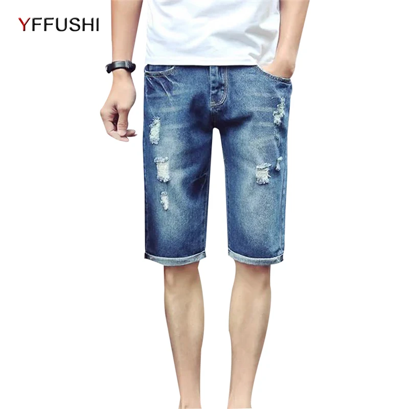 YFFUSHI 2018 Blue Denim Shorts Men Fashion Casual Mens Jean Shorts ...