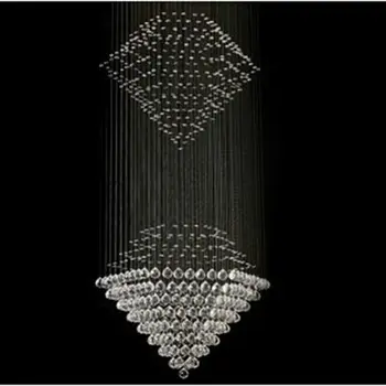 

Free shipping for dhl new fashion double triangle design modern crystal chandelier lamp LED crystal staircase, D700mm * H1800mm