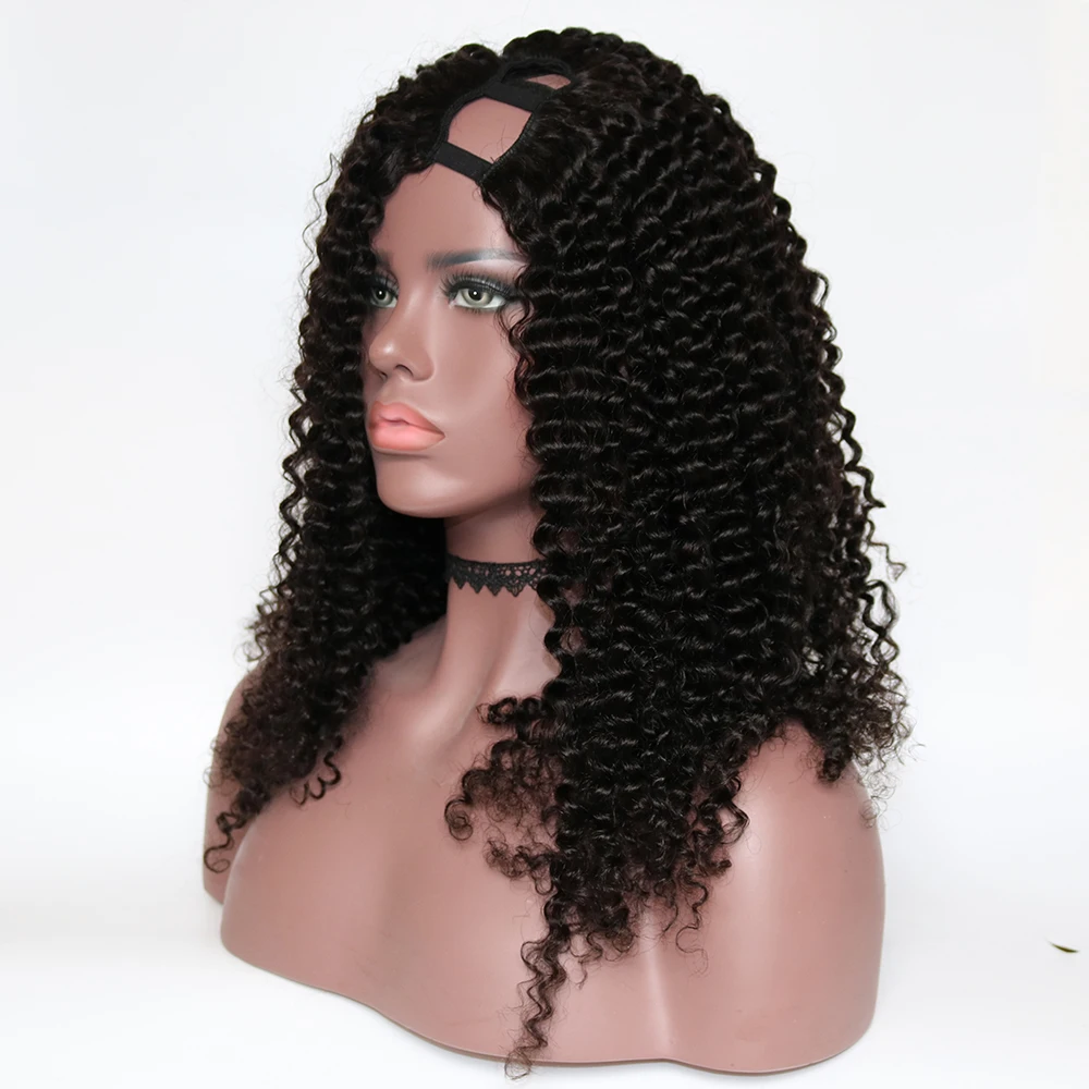 Eversilky Kinky Curly U часть парик их натуральных волос парики бразильские волосы remy 150% плотность кудрявые средняя крышка левая часть Upat парики