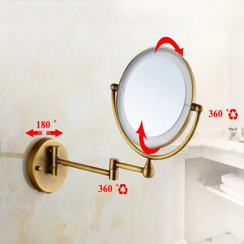 Preise 8 zoll Bad Spiegel 3X Vergrößerung Wand Montiert Einstellbar Make Up Spiegel Dual Arm Verlängern 2 Gesicht Bad Spiegel KD002