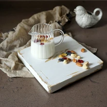 Tabla de madera SWEETGO vintage estilo blanco hecho a mano Bandeja de postres decoración de la Mesa de la torta joyería de maquillaje posavasos de café taza mat