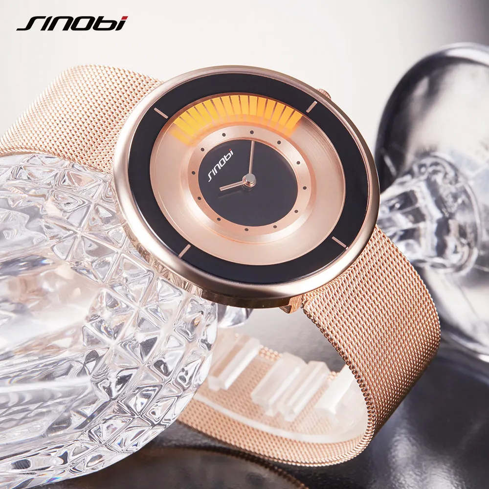 

SINOBI Sports Men Watches Top Brand Stainless Steel Mesh Strap Wristwatch Creative Quartz Clock Male Fashion Relogio Masculino