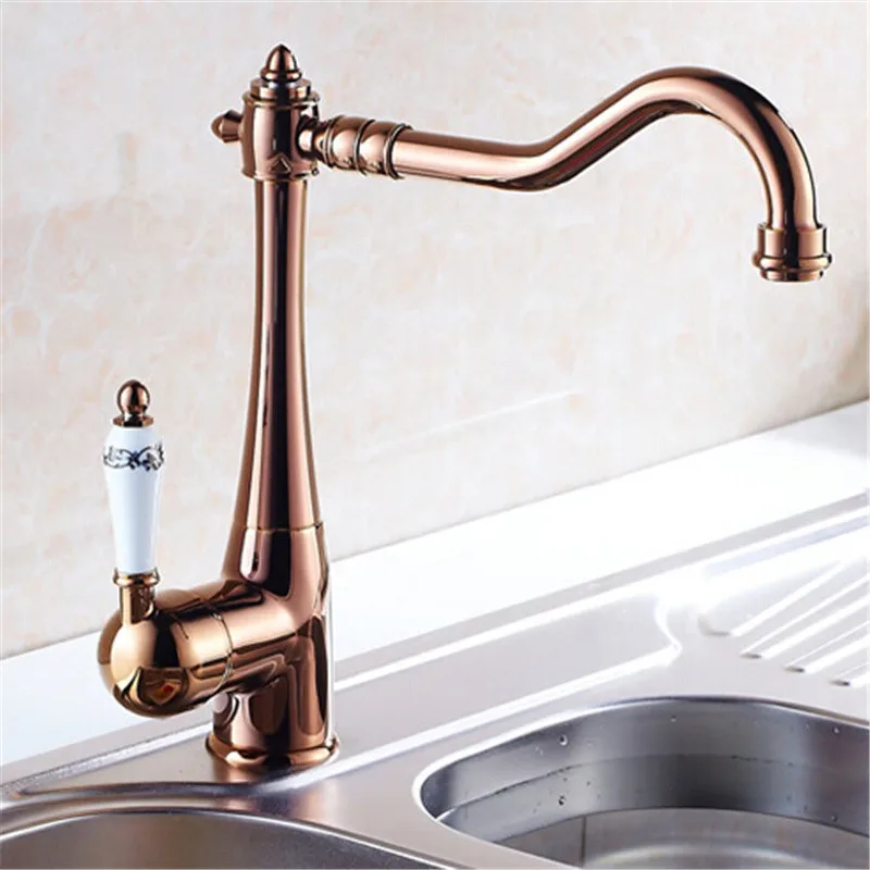 Kitchen Faucets Brass Hot and Cold Sink Mixer Tap Ceramic Handle Rotating Water Crane Mixer Faucet Golden/Chrome Kitchen Faucet Kitchen Faucets Brass Hot and Cold Sink Mixer Tap Ceramic Handle Rotating Water Crane Mixer Faucet Golden/Chrome Kitchen Faucet
