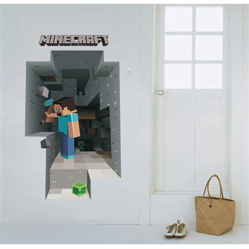 

Minecraft Steve 3d Wall Stickers For Kids Room Home Decoration Diy Boy's Wall Mural Art Popular Game Posters Pvc Decals
