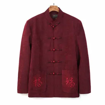 

Burgundy New Spring Mens Jacket Coat Tragitional Chinese Style Outwear Tang Clothing hombre chaqueta Size M L XL XXL XXXL Wns015