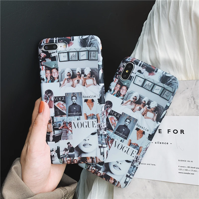 

Niceking Fashion Magazine Poster Black Phone Case For iPhone 6 6S 7 8 Plus X XS Max XR 6 S Funny IMD Soft Silicone Back Cover