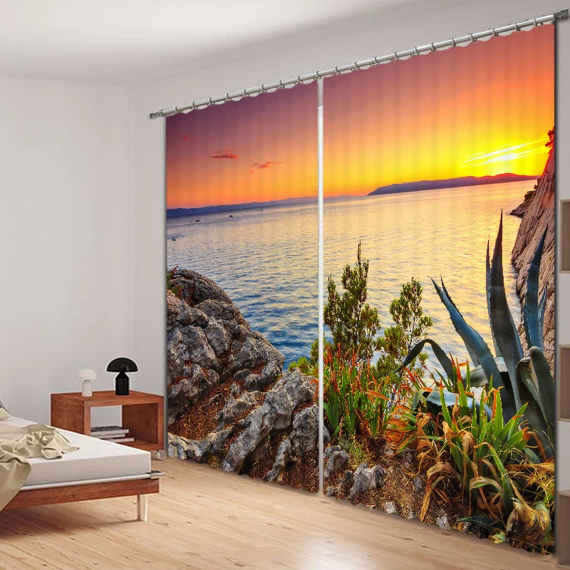 Coast sunset 3D цифровая печать Стерео шумоподавление занавес высокая точность черный