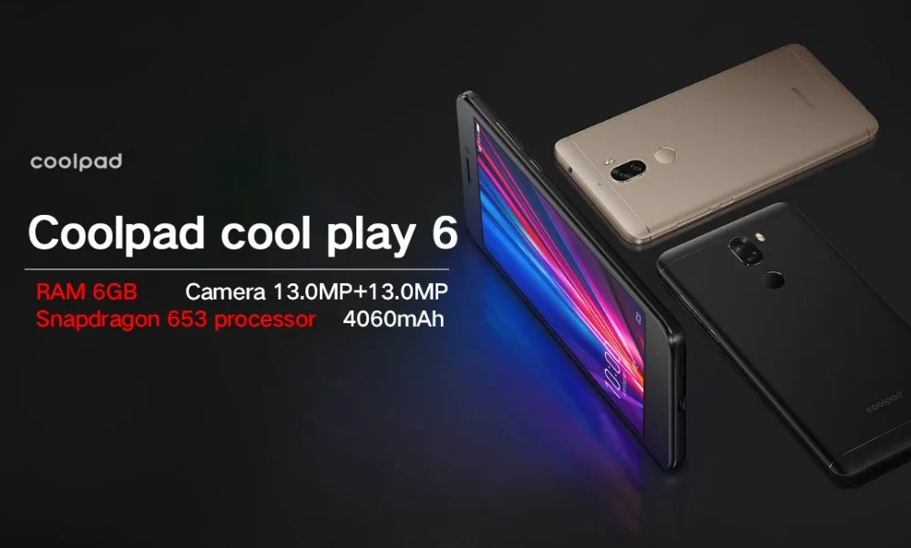 Coolpad Cool 6 play Cool6 cool play 6 6 ГБ ОЗУ 64 Гб ПЗУ LTE мобильный телефон 5,5 ''1920*1080 P двойной задний 13,0 МП 4060 мАч отпечаток пальца