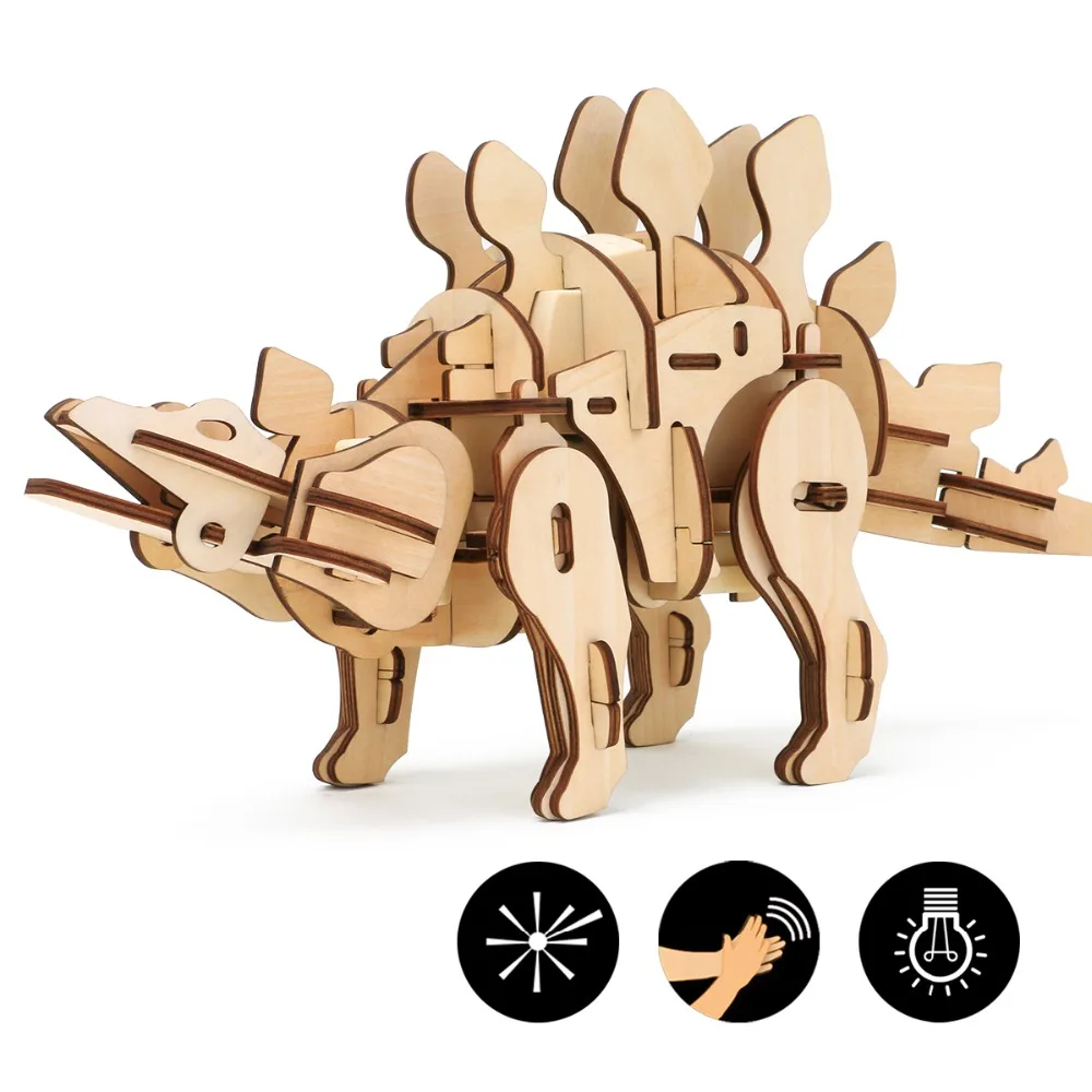 

Robotime DIY Stegosaurus Remote Control Toys Walking Roaring Dinosaur Toys Wooden 3D Puzzle Figure Educational Toys for Children