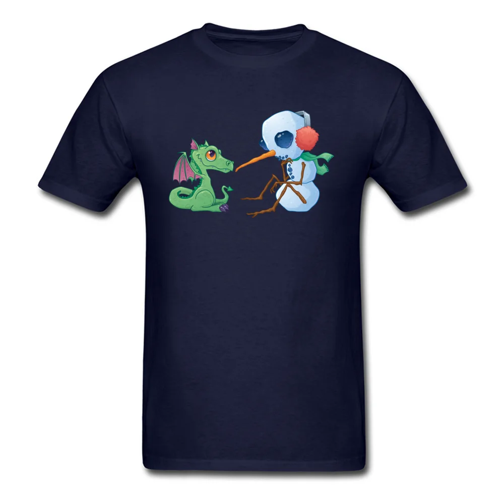 Brand New Men T-Shirt Crew Neck Short Sleeve 100% Cotton Fabric Snowman and Dragon Tops Shirt Europe T-Shirt Top Quality Snowman and Dragon navy