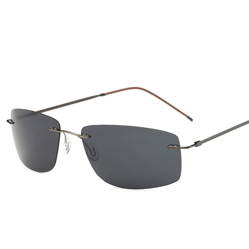 

Titanium Polarized sunglasses Square rimless Polaroid Brand Designer Gafas Men Square Sun glasses sunglasses for men women