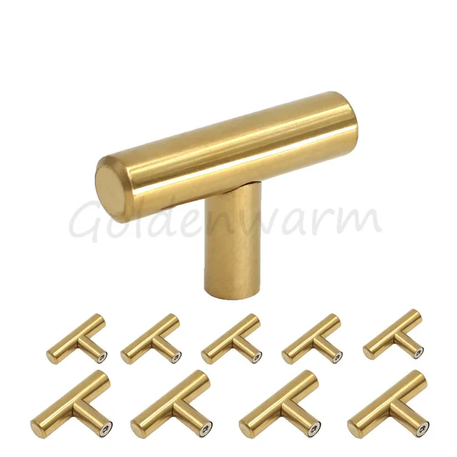 10 pieces polished brass golden cabinet knobs ls201pb t bar kitchen
