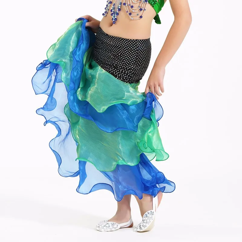 Новинка 2017 года комплект девушка танец живота юбки тюль 7 Цвета один размер 1 шт. Детские костюмы танец живота Danca сделать Ventre Gypsy костюм