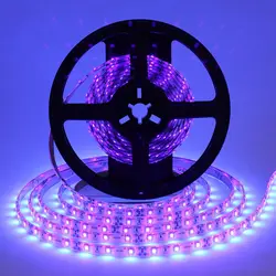 5 м УФ-ультрафиолетового светодиодный полосы света DC12V 3528 300 светодиодный s 390-400nm фиолетовый Водонепроницаемый светодиодный коснитесь ленты