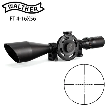 

WALTHER FT 4-16X56 Hunting Riflescope Mil Dot Glass Etched Reticle Side Wheel Parallax Adjustment Turrets Reset Rifle Scope
