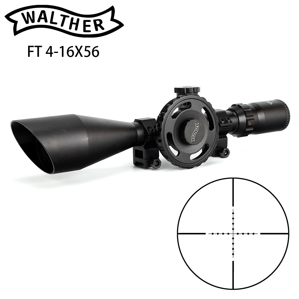 WALTHER FT 4 16X56 охотничий прицел Mil Dot со стеклянной сеткой и боковым колесом Parallax