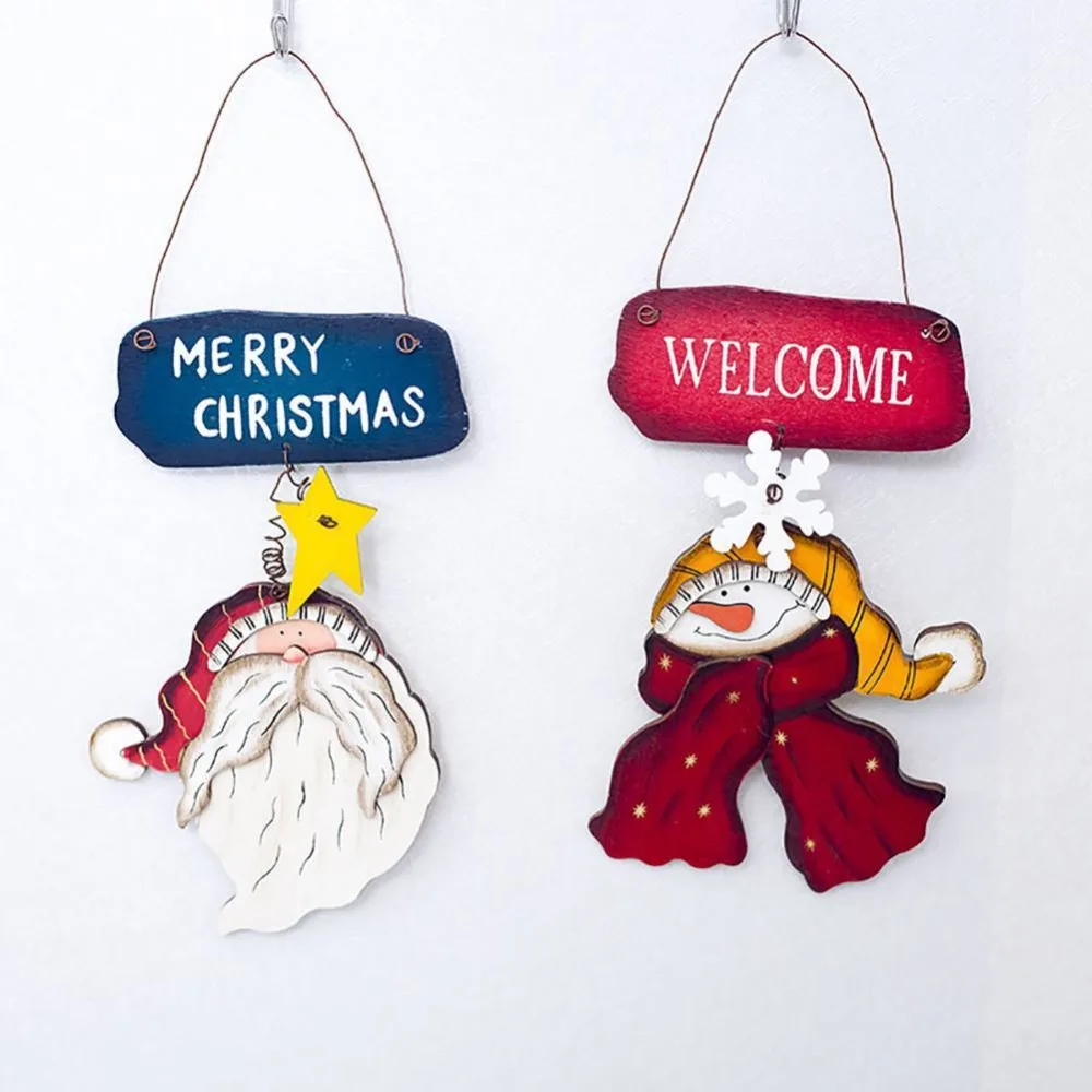 

Wooden Hanging Welcome/ Merry Christmas Letter Sign with Colorful Painting Resin Pendants for Xmas Tree Home Door Window Decor