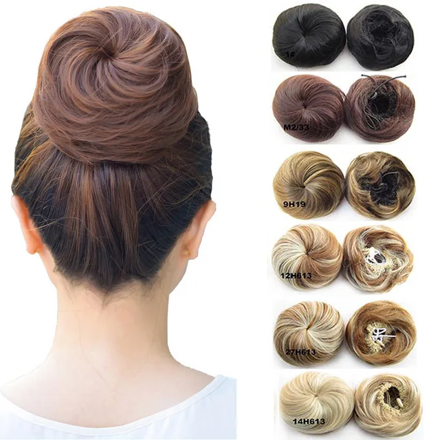 Women's Straight Drawstring Clip In Hair Bun Piece Updo Cover Chignon