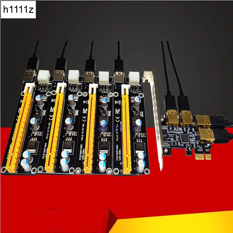 Новая карта расширения PCIe от 1 до 4 PCI express 16X Слоты Райзер E 1X e слот адаптер USB 3 0