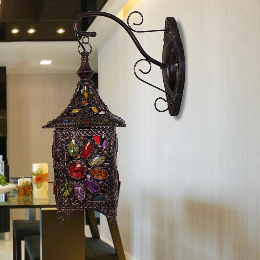 

antique style wrought iron wall lamp aisle light teahouses Bar Cafe Retro kerosene lantern light corridor balcony lamp
