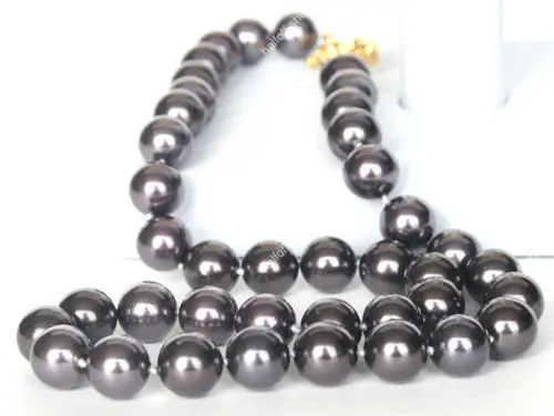 

Hot sale new Style >>>>>AAA 10mm Lady's Mother of Pearl South Sea Shell Pearl Necklace 18"Dark Purple