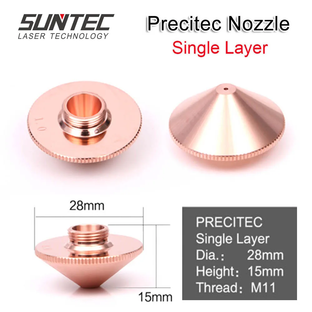 Suntec Precitec/WSX лазерные насадки однослойные Dia.28mm Calber 0,8-4,0 мм для Precitec/WSX Лазерная режущая головка 10 шт./партия