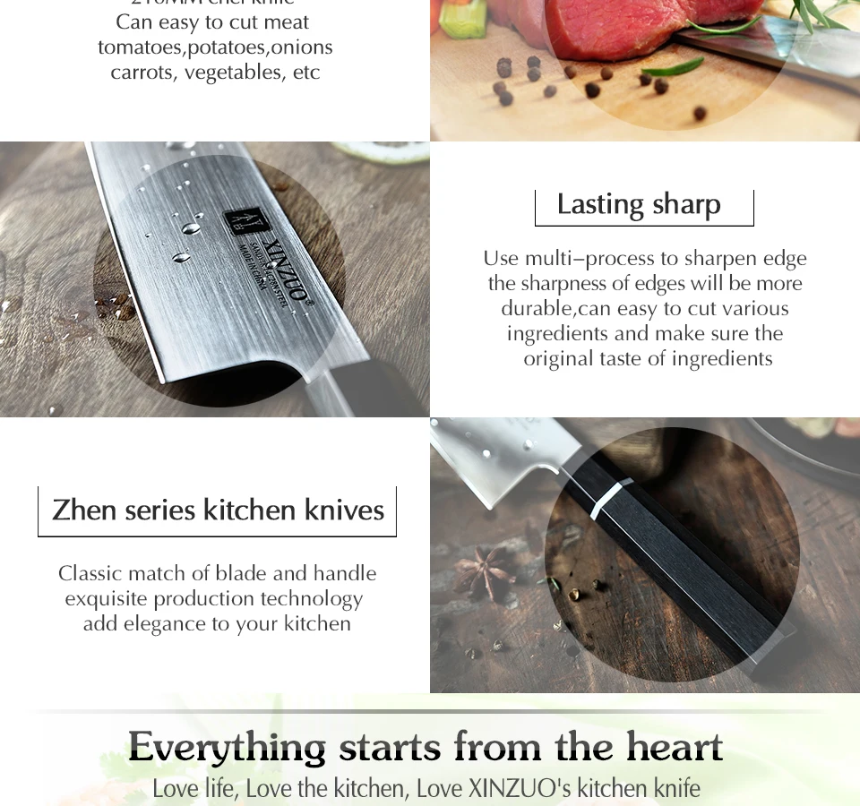 XINZUO 210 мм нож шеф-повара Высокоуглеродистый SANDVIK 14C28N кухонные ножи бренд высокого качества нож для мяса кухонные инструменты для приготовления пищи