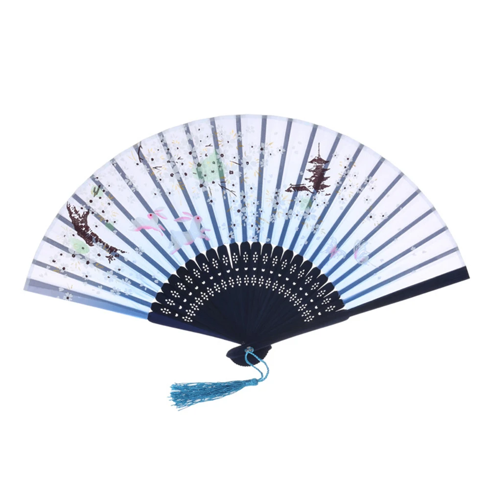 Ручной складной веер узор в китайском стиле деревянные легкие вентиляторы для свадебных принадлежностей H99F - Цвет: Lake blue