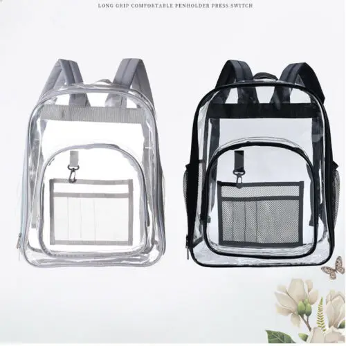 

New Women Transparent PVC Multi-pockets Security Backpack Girl Casual Clear Jelly Travel School Bag Bookbags Purse Beach Bag