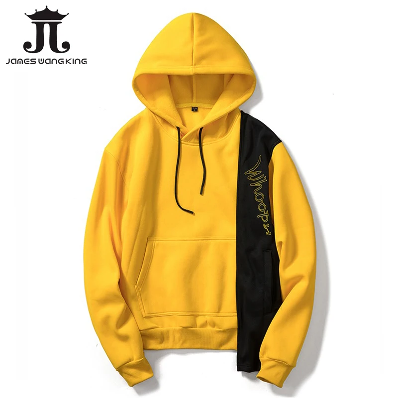 Fashion 2018 men Hoodies sweatshirts yellow patchwork EU size XXL Hip ...