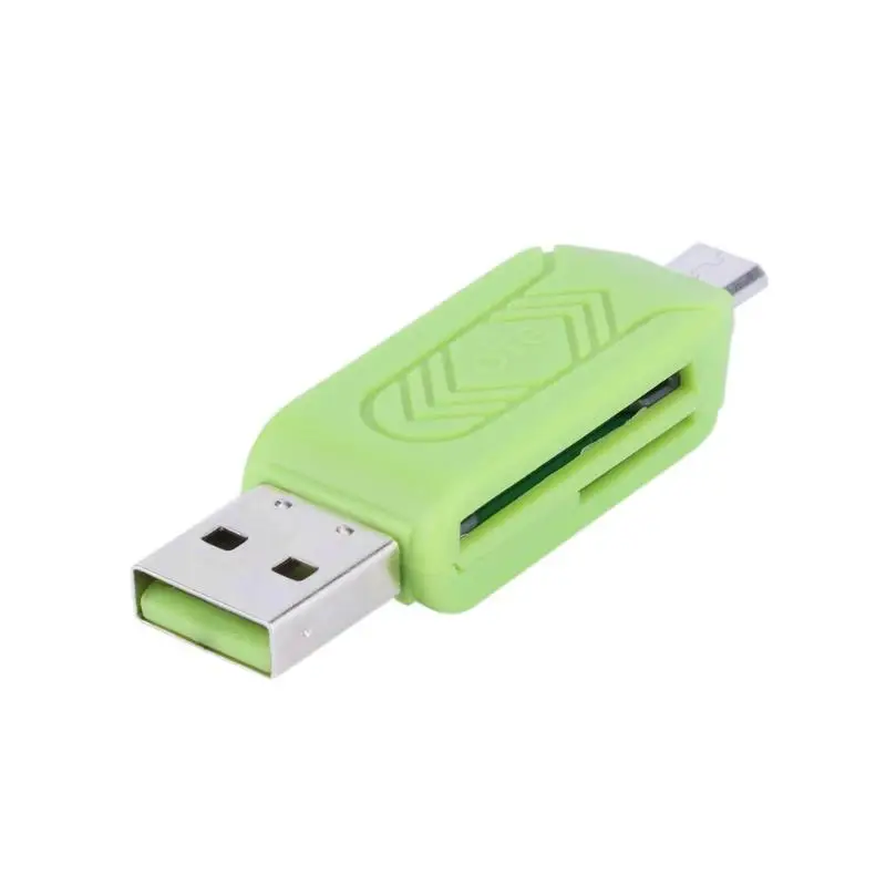 USB 2,0 Micro USB OTG кардридер для TF SD Memery карты для ПК мобильного телефона - Цвет: Зеленый