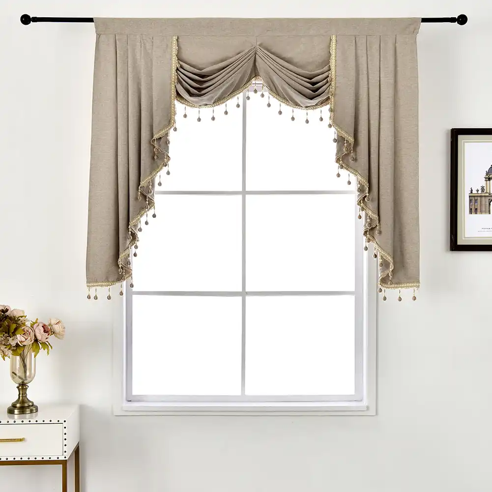 NAPEARL 1 Piece European Style Beads Valance Rustic Decorative Short Curtain Living Room Windows Thread Modern Drapes All Match Curtains AliExpress