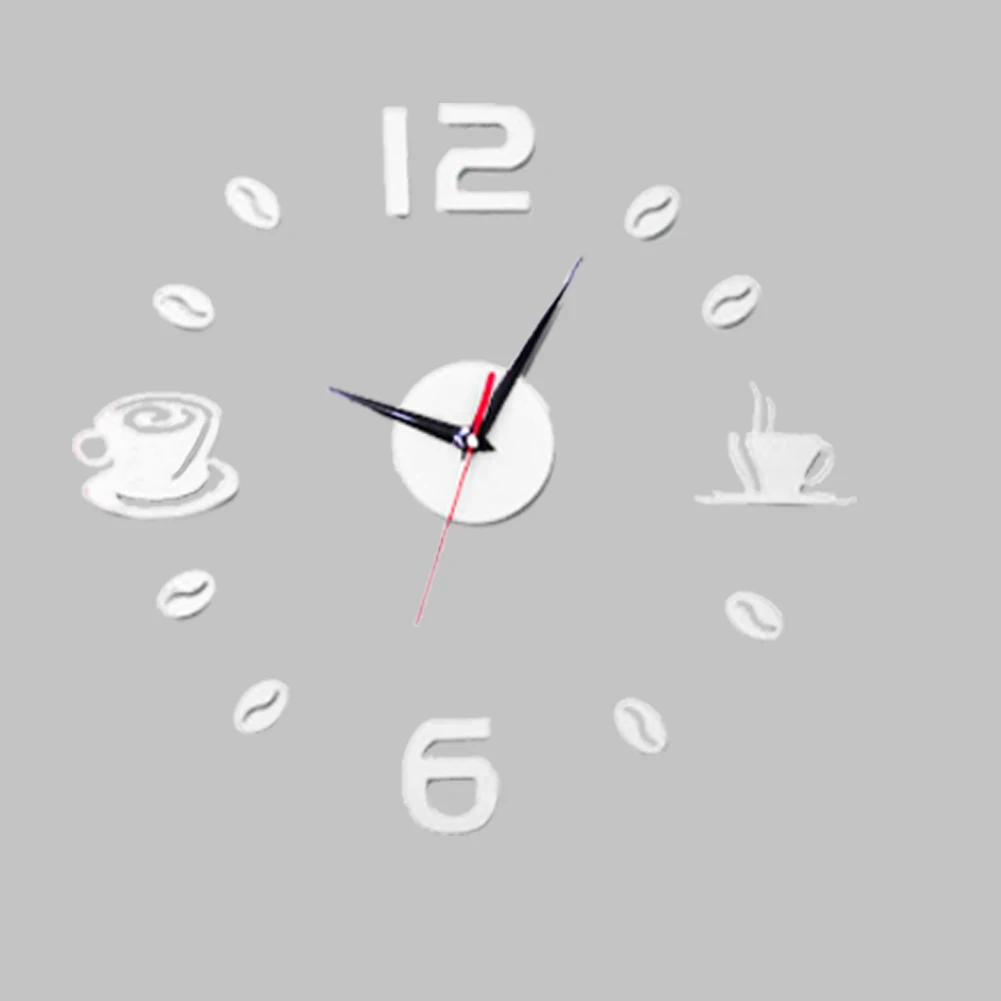 

Coffee Cups Kitchen wall art 3d diy wall clocks mirror clock modern design watches home decoration DIY decor sticker living room