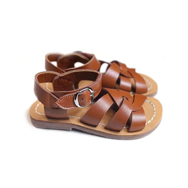 children's sandals near me Cowhide Children saltwater sandals High-grade Genuine Leather Girls Beach sandals Non-slip Sole Boys shoes 6T children's shoes for sale