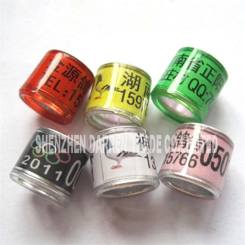 

50 pcs customized transportation with flag pigeon ring diameter of 8 mm