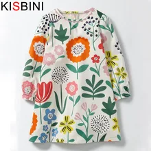 KISBINI/платье для девочек; сезон весна-осень; платье для малышей с героями мультфильмов; хлопковая детская туника с длинными рукавами и карманами; трикотажные платья для девочек; одежда