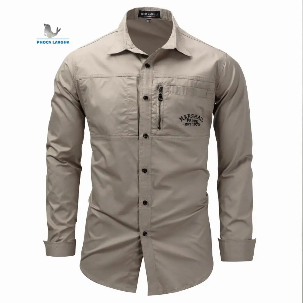 Summer Military Quick-drying Outdoor Men's shirts Solid Color Turn-down Collar Men's Tactical Clothing Camping Long-sleeved Khak