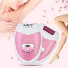 Kemei Original 2 in 1 Rechargeable Electric Epilator Cordless Hair Remover Skin Care Lady Epilator Electric Foot Callus Remover