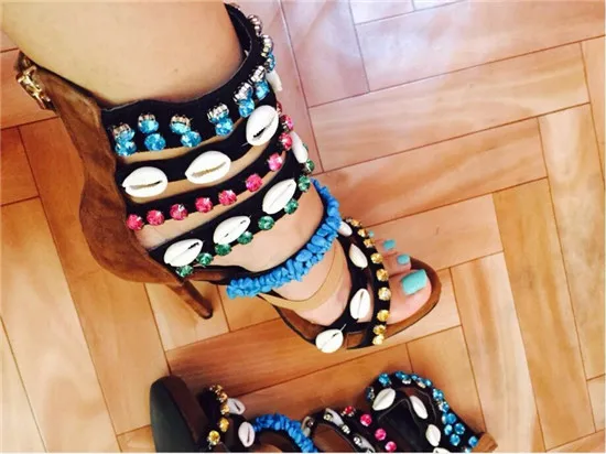 Coline Embellished Suede Gladiator Sandals Women High Heels Shell Beading Deco Women Pumps Wedding Shoes Woman Sandalias Mujer (10)